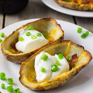Potatoes, bacon, and cheddar cheese are a delicious combination! Enjoy these potato skins as an appetizer, snack, or side dish.